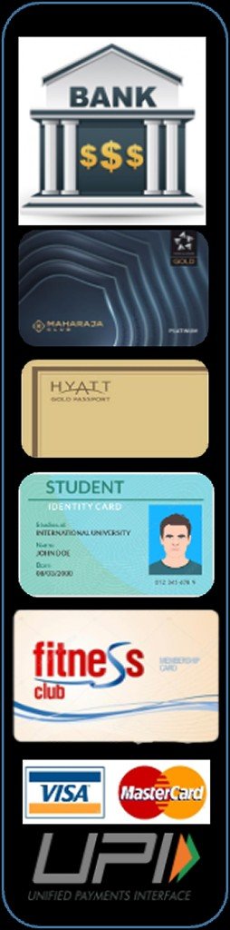 Bank, hotel, student, fitness, and payment cards that EzyPass can replace